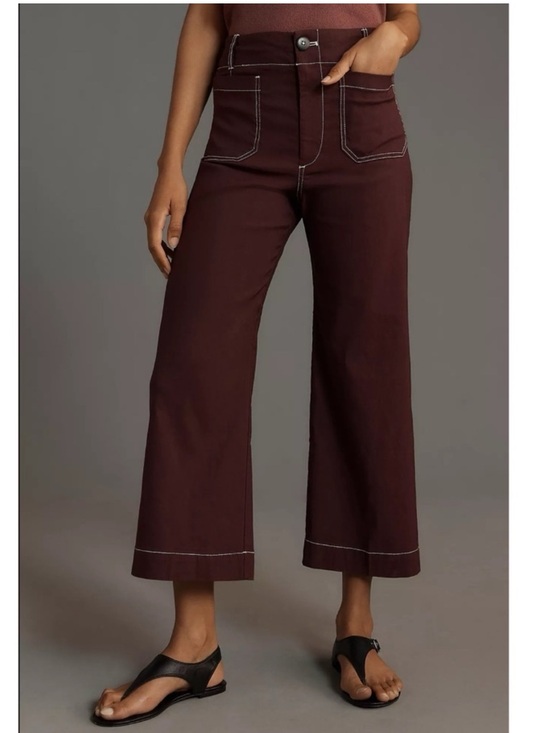 Anthropologie Pants - NWT Anthropologie The Colette Linen Wide-Leg Pants Contrast Brown Purple 31P